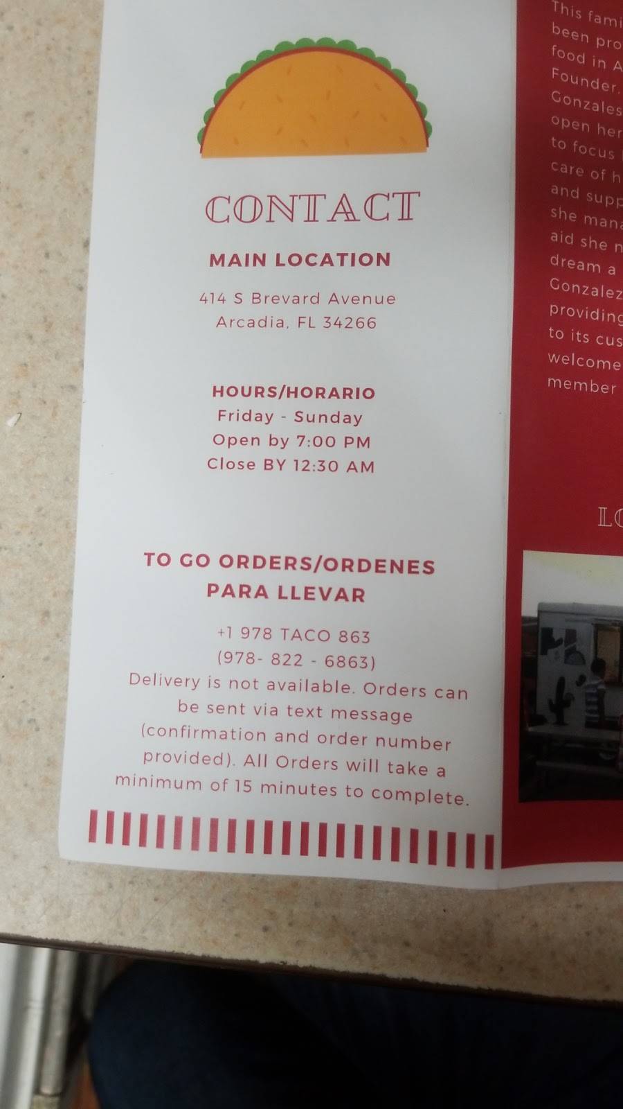 Taqueria Gonzalez | restaurant | 414 S Brevard Ave, Arcadia, FL 34266, USA | 8632168226 OR +1 863-216-8226