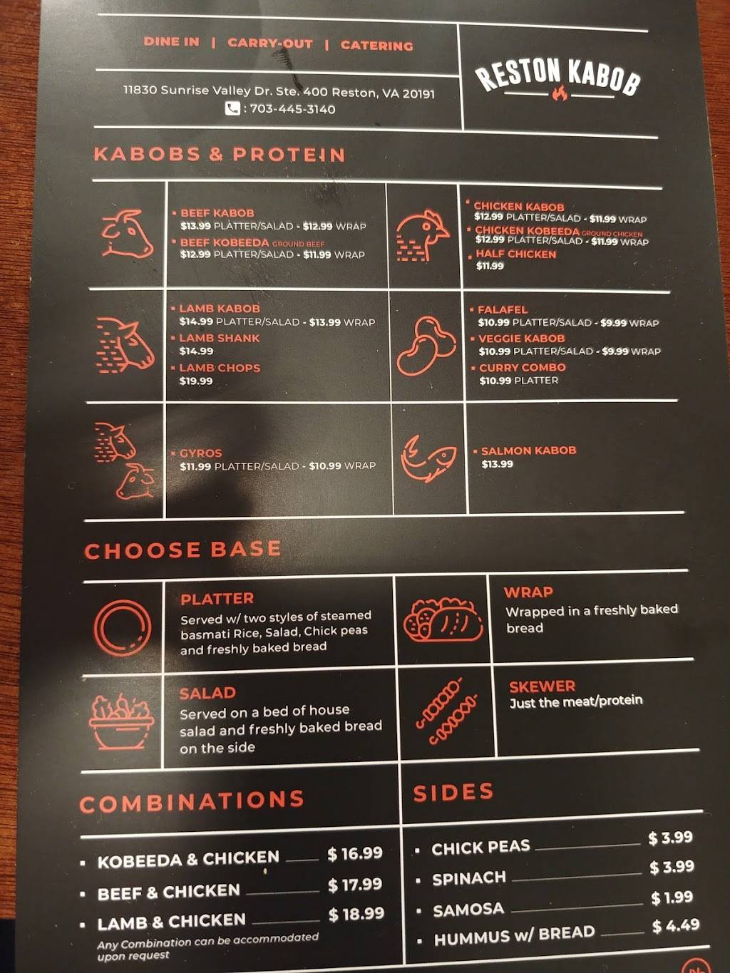 Reston Kabob | restaurant | 11830 Sunrise Valley Dr STE 400, Reston, VA 20191, USA | 7034453140 OR +1 703-445-3140