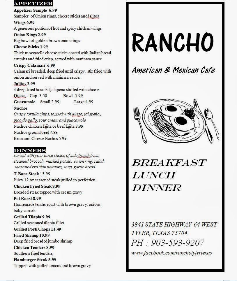Rancho | restaurant | 3841 TX-64, Tyler, TX 75702, USA | 9035939207 OR +1 903-593-9207