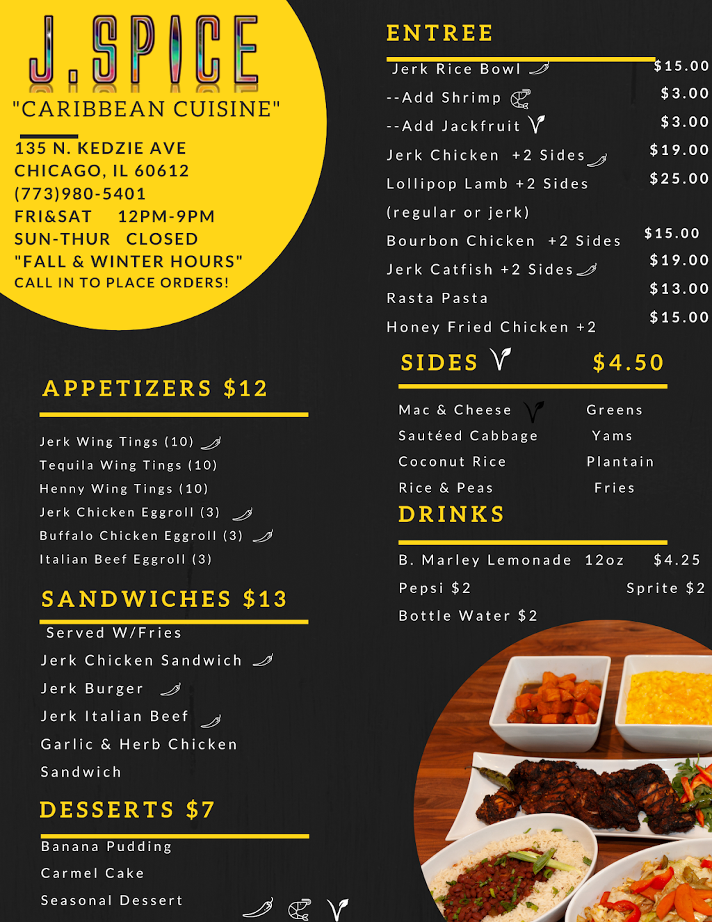 J Spice | restaurant | 135 N Kedzie Ave, Chicago, IL 60612, USA | 7739805401 OR +1 773-980-5401