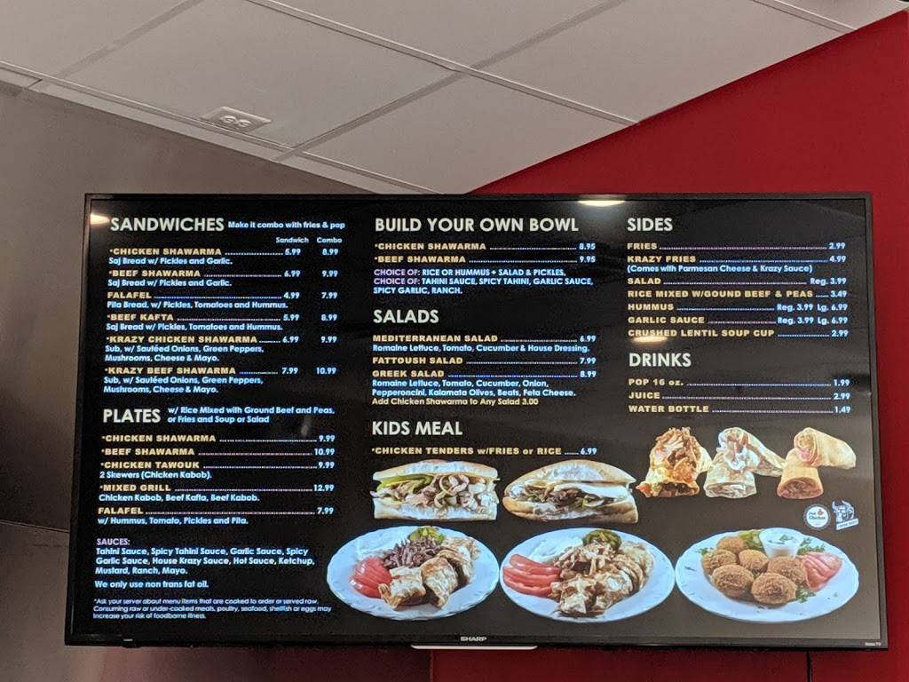 Krazy Shawarma | restaurant | 2520 S Adams Rd, Rochester Hills, MI 48309, USA | 2485642678 OR +1 248-564-2678