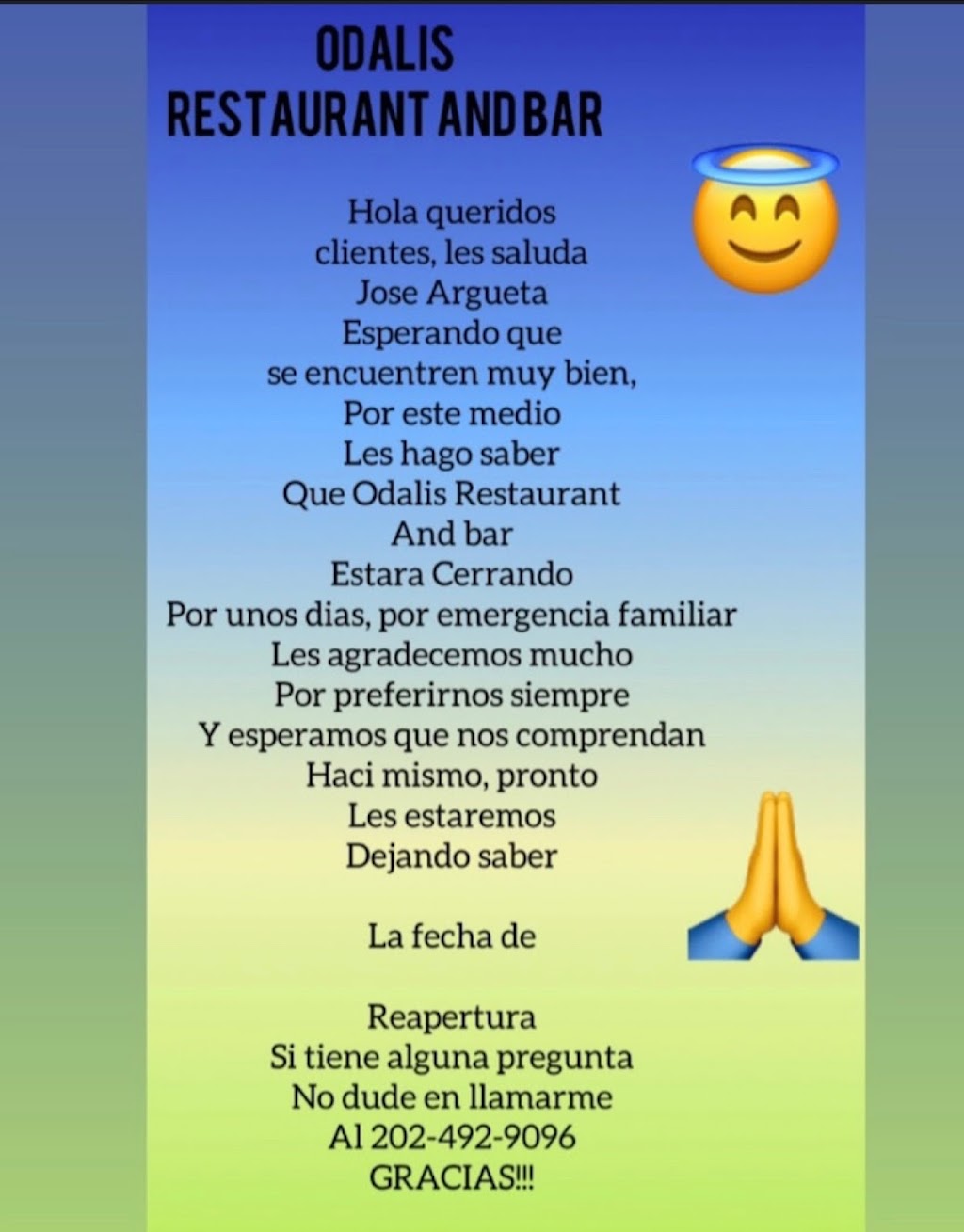 Odalis restaurant & bar. | restaurant | 5422 Georgia Ave NW, Washington, DC 20011, USA | 2028821061 OR +1 202-882-1061