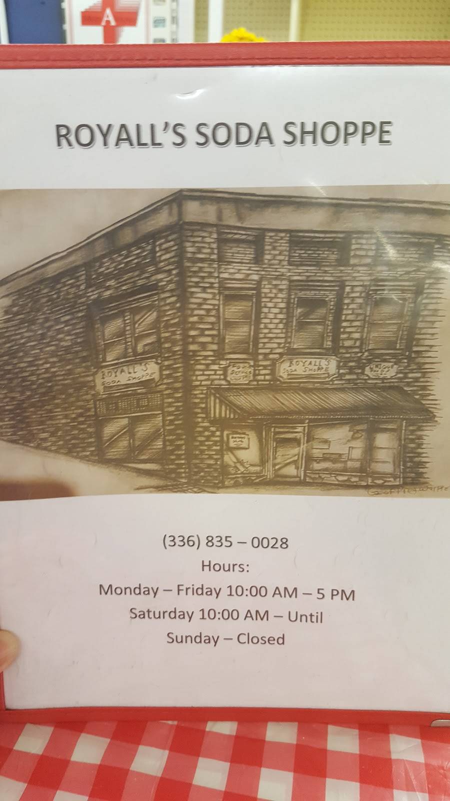 Royalls Soda Shop Inc | restaurant | 128 W Main St, Elkin, NC 28621, USA | 3368350028 OR +1 336-835-0028