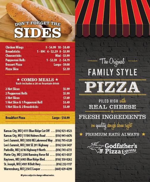 Godfathers Pizza Express | meal takeaway | 11100 Holmes Rd, Kansas City, MO 64131, USA | 8169416676 OR +1 816-941-6676