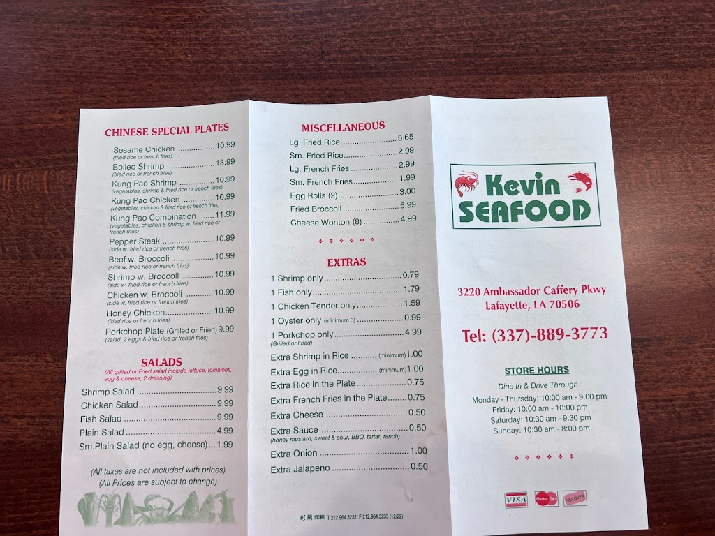 Kevins Seafood Ambassador | restaurant | 3220 Ambassador Caffery Pkwy, Lafayette, LA 70506, USA | 3378893773 OR +1 337-889-3773