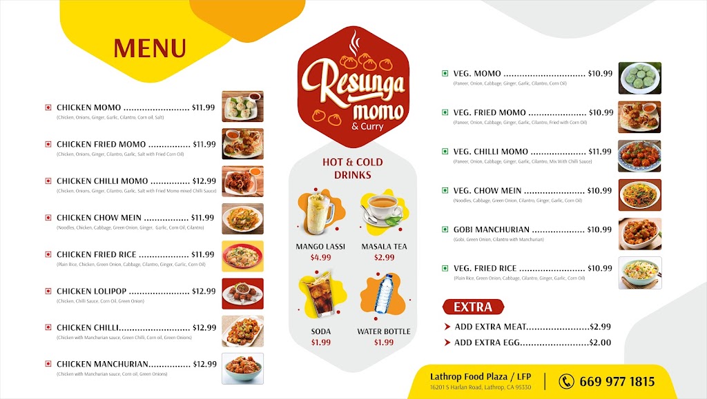 Resunga momo & curry | restaurant | 16201 S Harlan Rd, Lathrop, CA 95330, USA | 6699771815 OR +1 669-977-1815