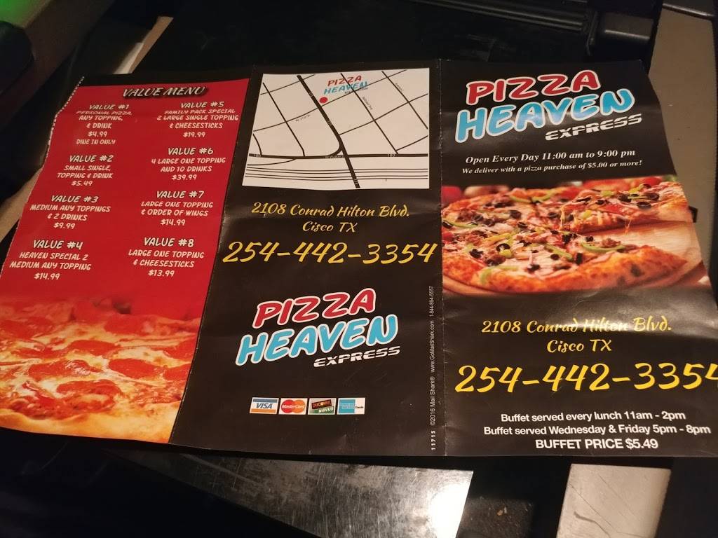 Pizza Heaven | restaurant | 2108 Conrad Hilton Blvd, Cisco, TX 76437, USA | 2544423354 OR +1 254-442-3354