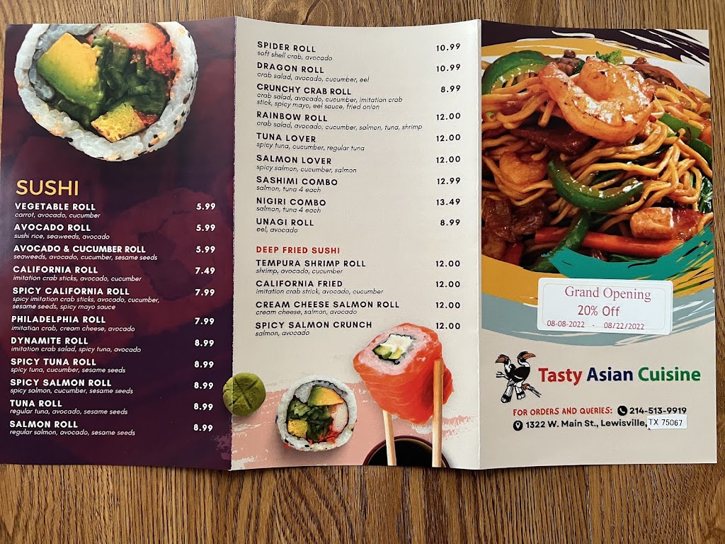 Tasty Asian Cuisine | restaurant | 1322 W Main St, Lewisville, TX 75067, USA | 2145139919 OR +1 214-513-9919