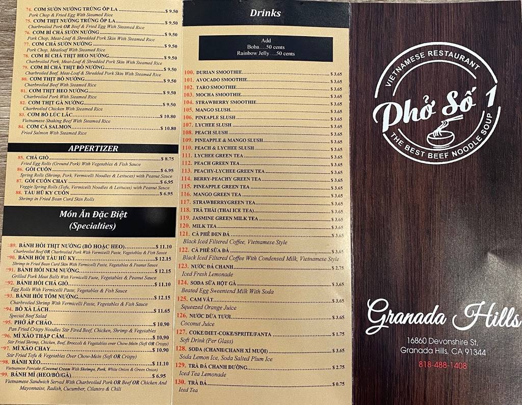 Pho So 1 | restaurant | 16860 Devonshire St, Granada Hills, CA 91344, USA | 8184881408 OR +1 818-488-1408