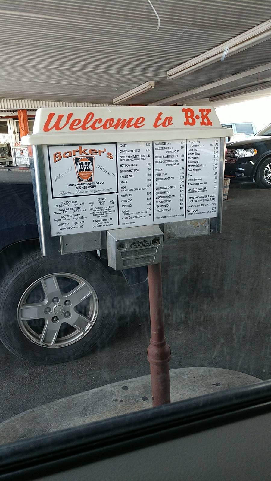 Barkers B & K | restaurant | 1100 E Markland Ave, Kokomo, IN 46901, USA | 7654520909 OR +1 765-452-0909