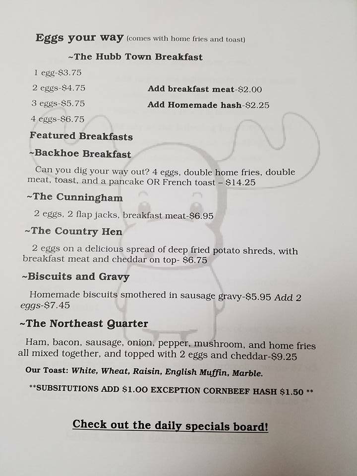 Hubb Town Diner | restaurant | 32 Main St, Hubbardston, MA 01452, USA | 9788201600 OR +1 978-820-1600