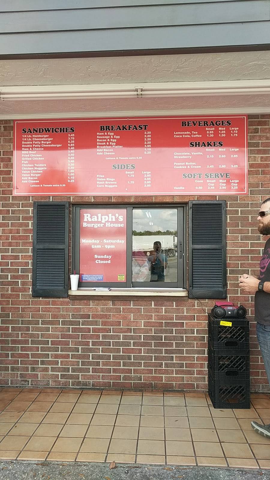 Ralphs Burger House | restaurant | 15 Rodgers Blvd, Chiefland, FL 32626, USA | 3524932687 OR +1 352-493-2687