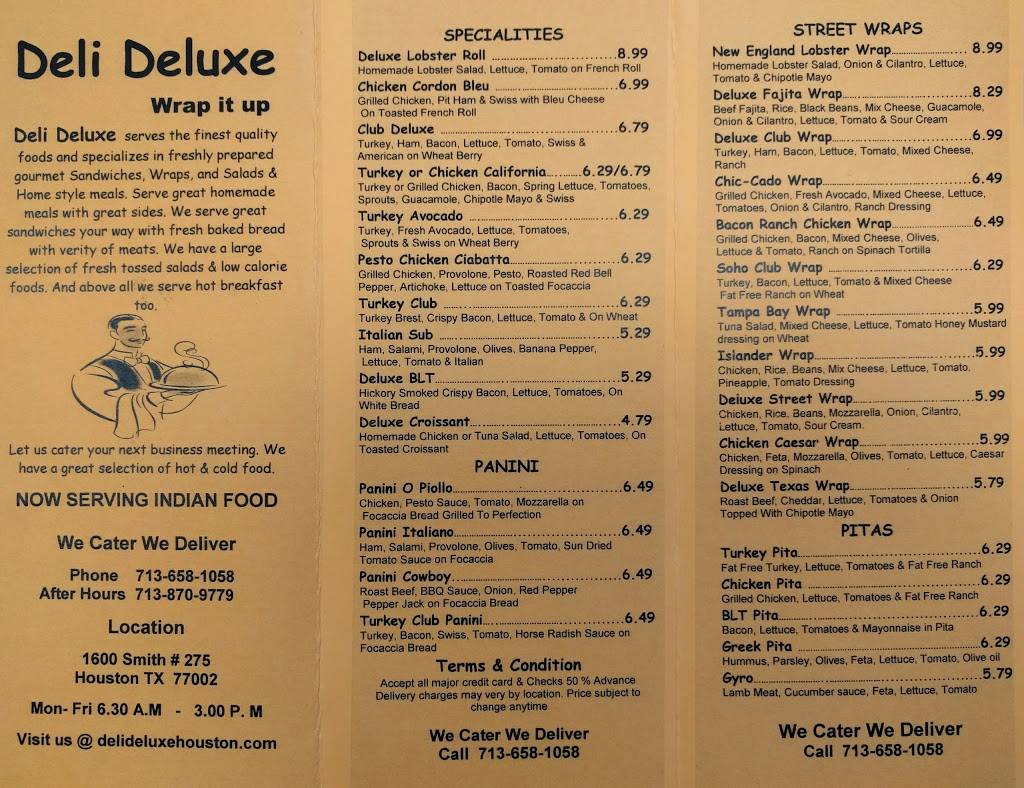 Deli Deluxe | restaurant | 1600 Smith St #275, Houston, TX 77002, USA | 7136581058 OR +1 713-658-1058