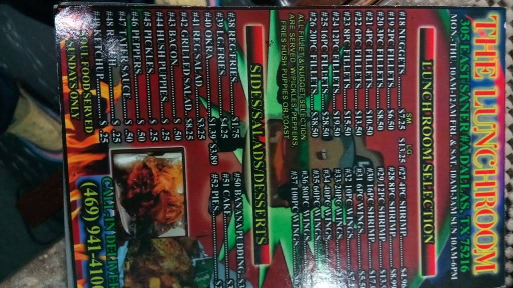 The Lunchroom | restaurant | 305 E Saner Ave, Dallas, TX 75216, USA | 4699414100 OR +1 469-941-4100