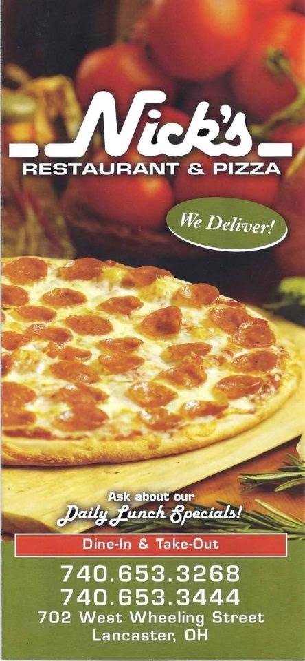Nicks Restaurant & Pizza | restaurant | 702 W Wheeling St, Lancaster, OH 43130, USA | 7406533268 OR +1 740-653-3268