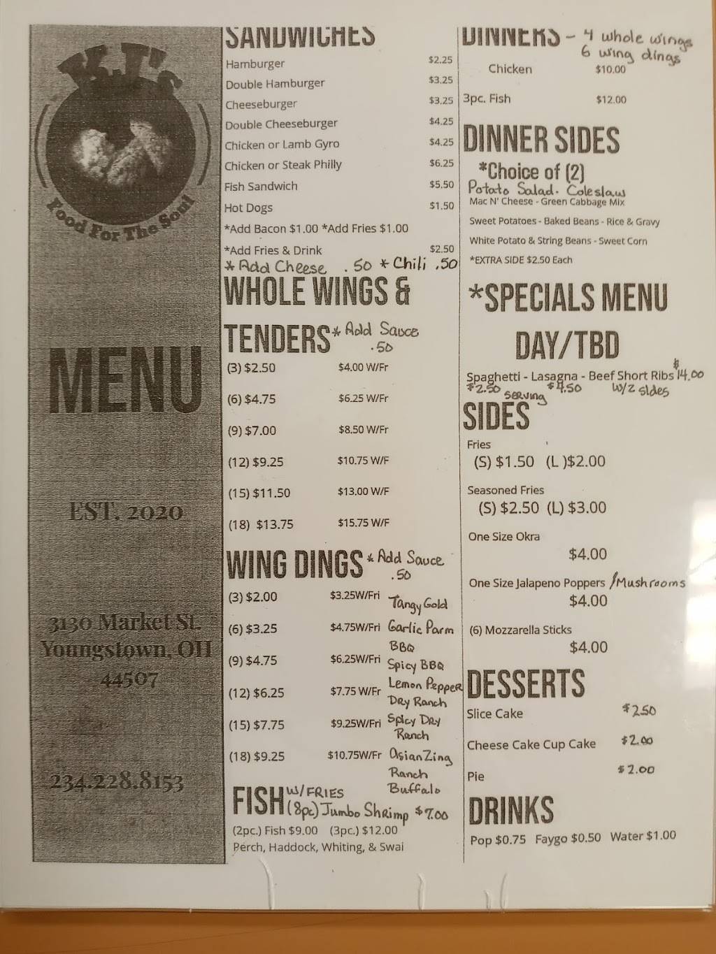 KJs Food For The Soul | restaurant | 3130 Market St, Youngstown, OH 44507, USA | 2342288153 OR +1 234-228-8153