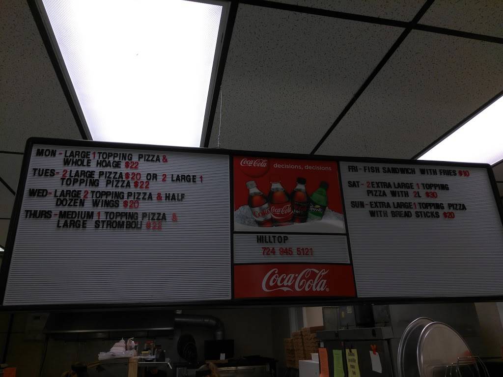 Hilltop Market And Pizzeria | restaurant | 2 Grant St, Eighty Four, PA 15330, USA | 7249455121 OR +1 724-945-5121