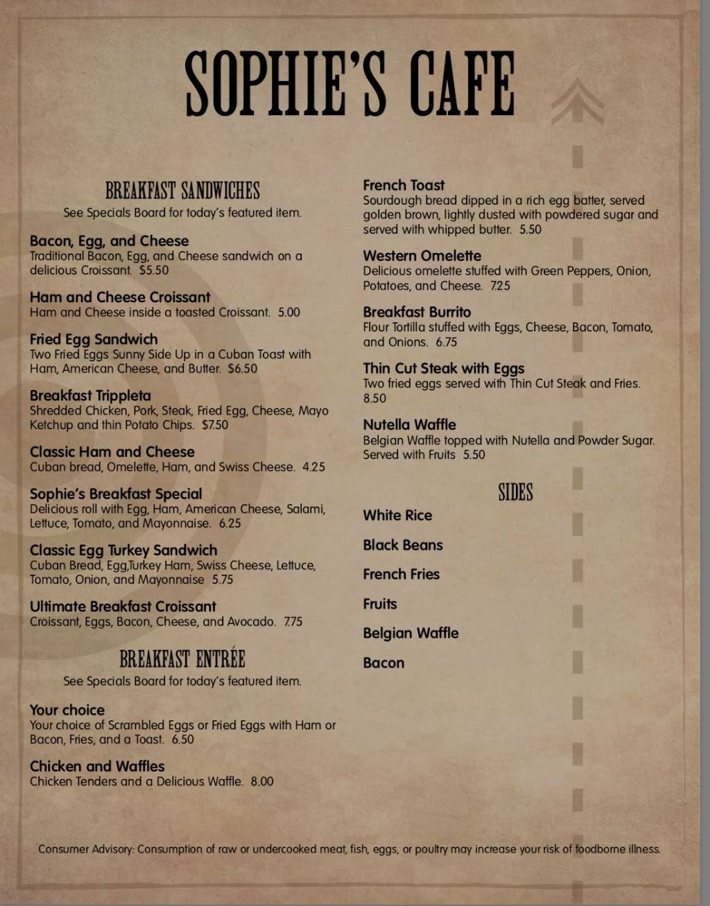 Sophie’s Cafe | restaurant | 120 Sebring Square.., Sebring, FL 33870, USA | 8634515996 OR +1 863-451-5996