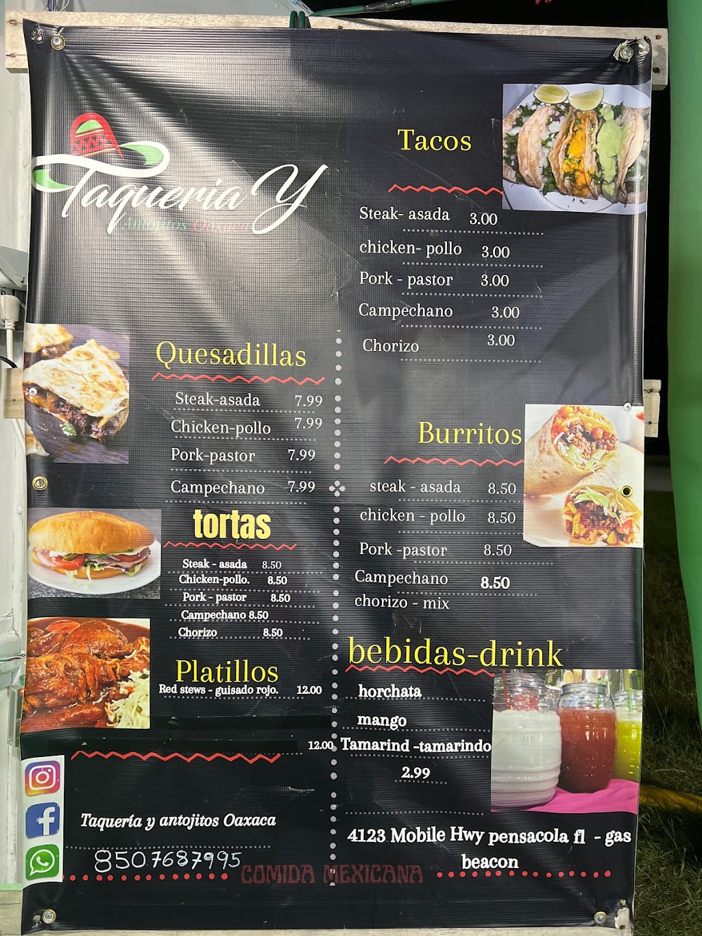 Taquería y antojitos Oaxaca | restaurant | 4123 Mobile Hwy, Pensacola, FL 32506, USA | 8507687995 OR +1 850-768-7995