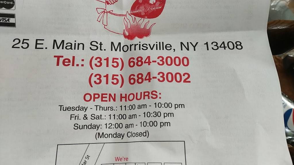 Hunan Wok | restaurant | 25 Main St, Morrisville, NY 13408, USA | 3156843000 OR +1 315-684-3000