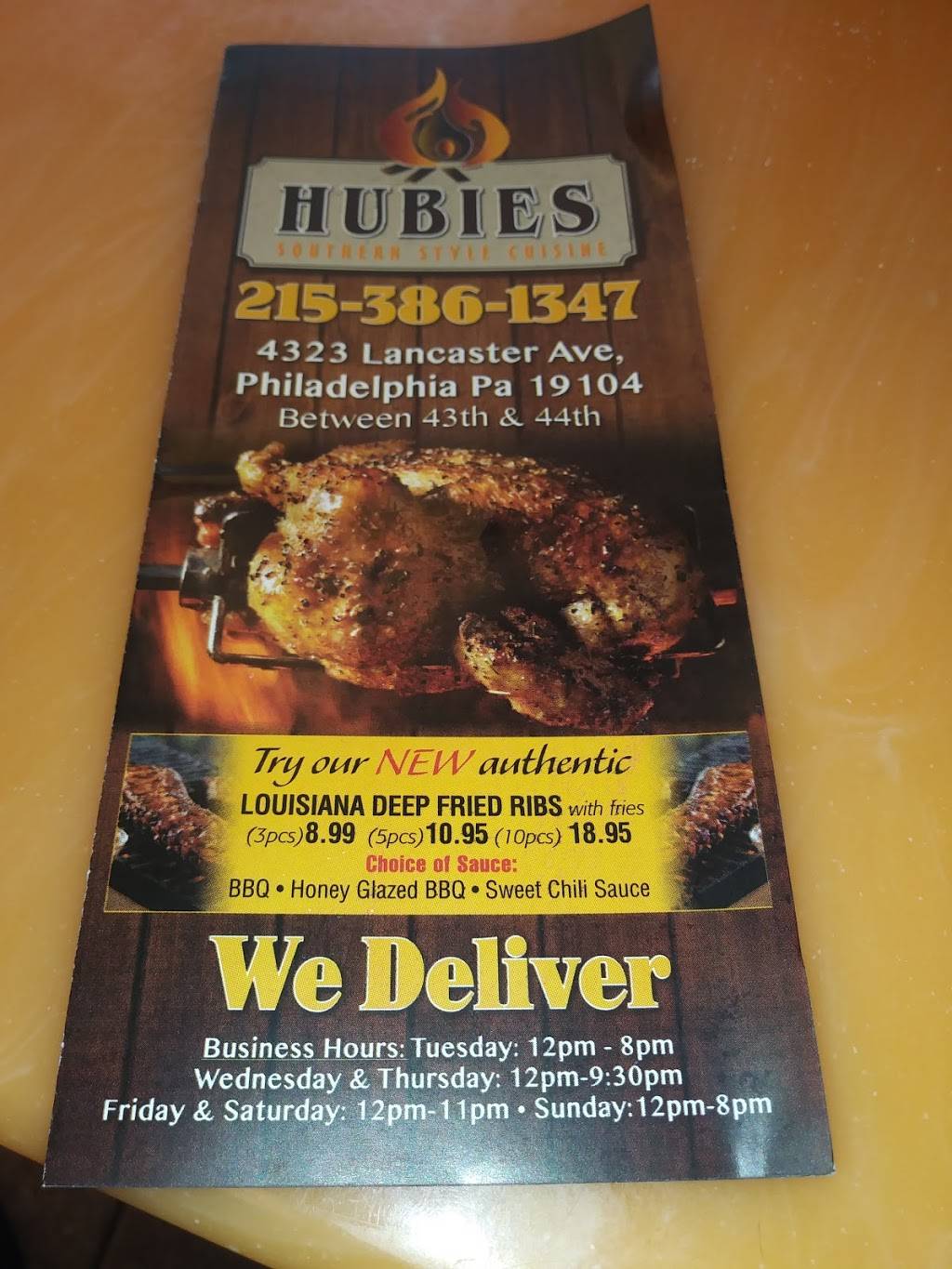 Hubies Southern Style Cuisine | restaurant | 4323 Lancaster Ave, Philadelphia, PA 19104, USA | 2153861347 OR +1 215-386-1347