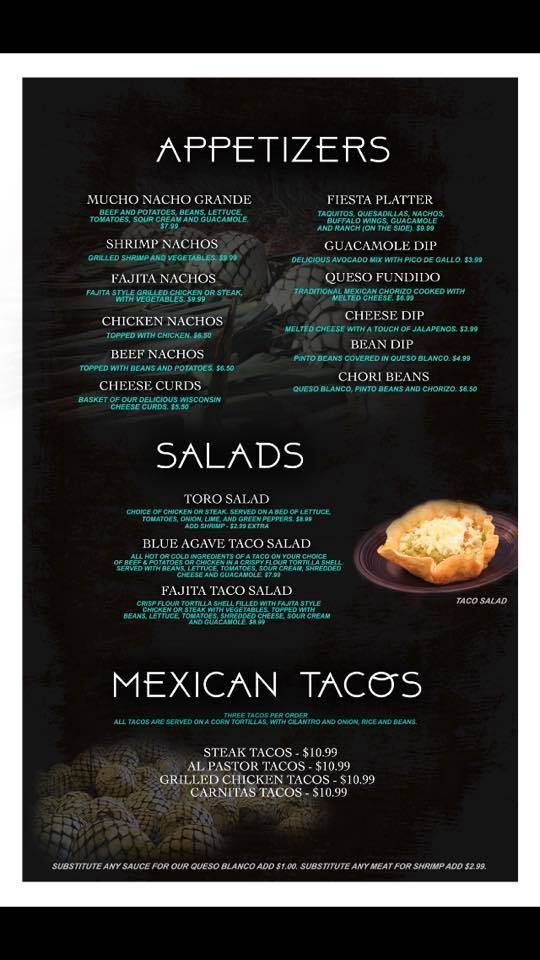 Blue Agave Tacos & Tequila | restaurant | 109 W Seminary Ave, Onarga, IL 60955, USA | 8152680003 OR +1 815-268-0003