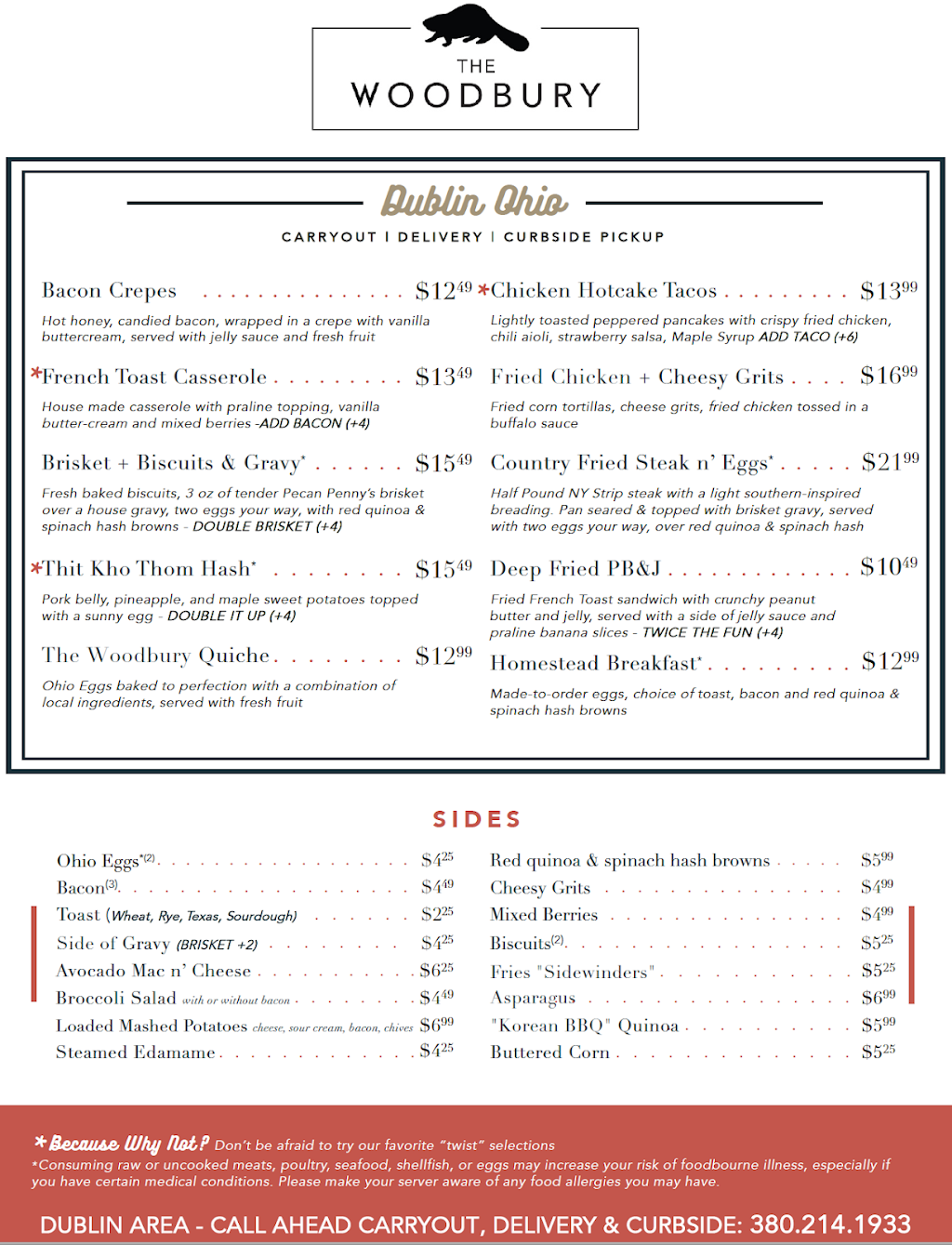 The Woodbury Dublin | restaurant | Back Door, 7717 Sawmill Rd, Dublin, OH 43016, USA | 3802141933 OR +1 380-214-1933