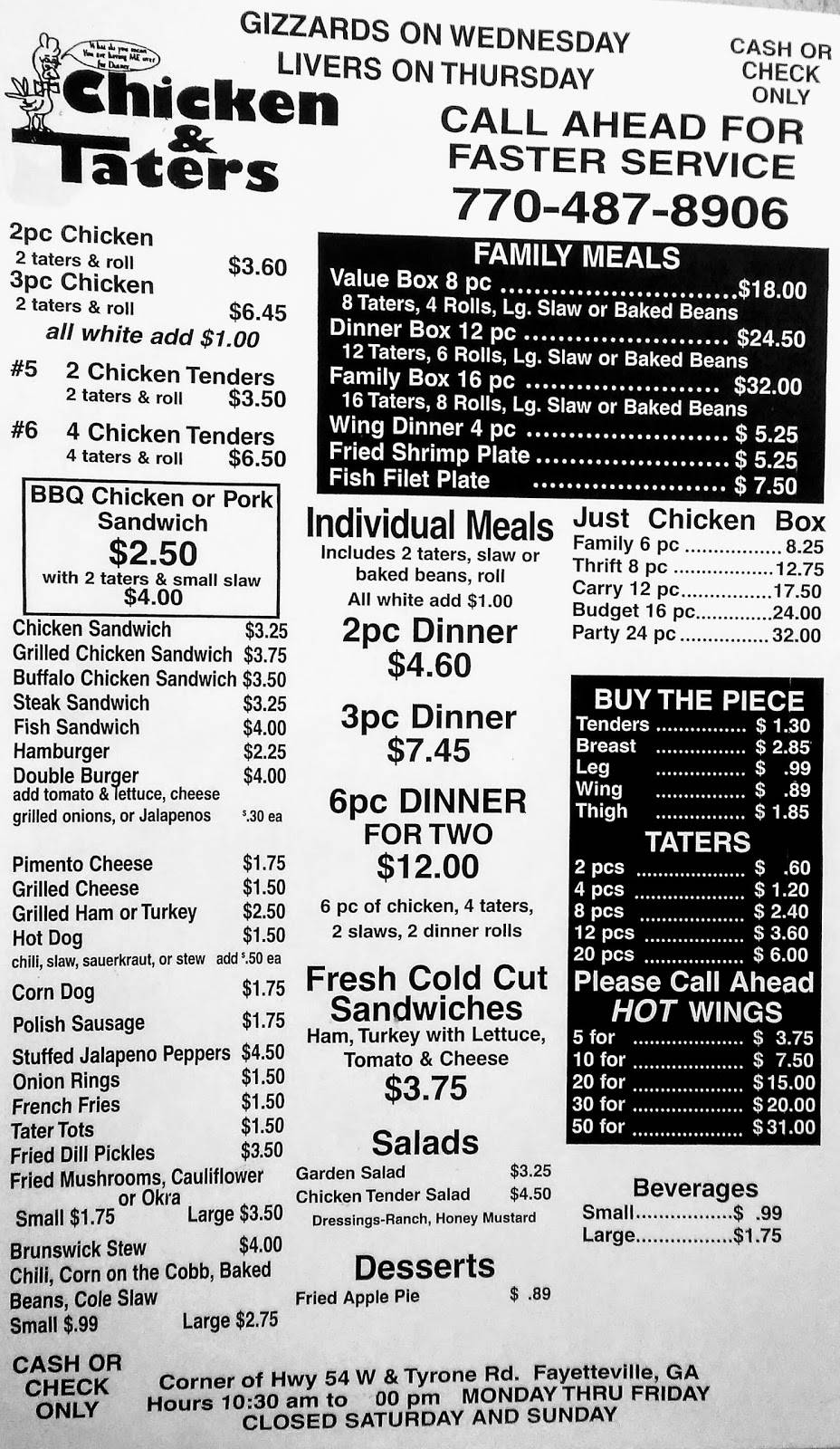 Chicken & Taters | restaurant | 1499 GA-54 # B, Fayetteville, GA 30214, USA | 7704878906 OR +1 770-487-8906