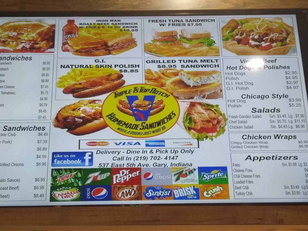 Triple Ts Top Notch Homemade Sandwiches | restaurant | 537 E 5th Ave, Gary, IN 46402, USA | 2197024147 OR +1 219-702-4147