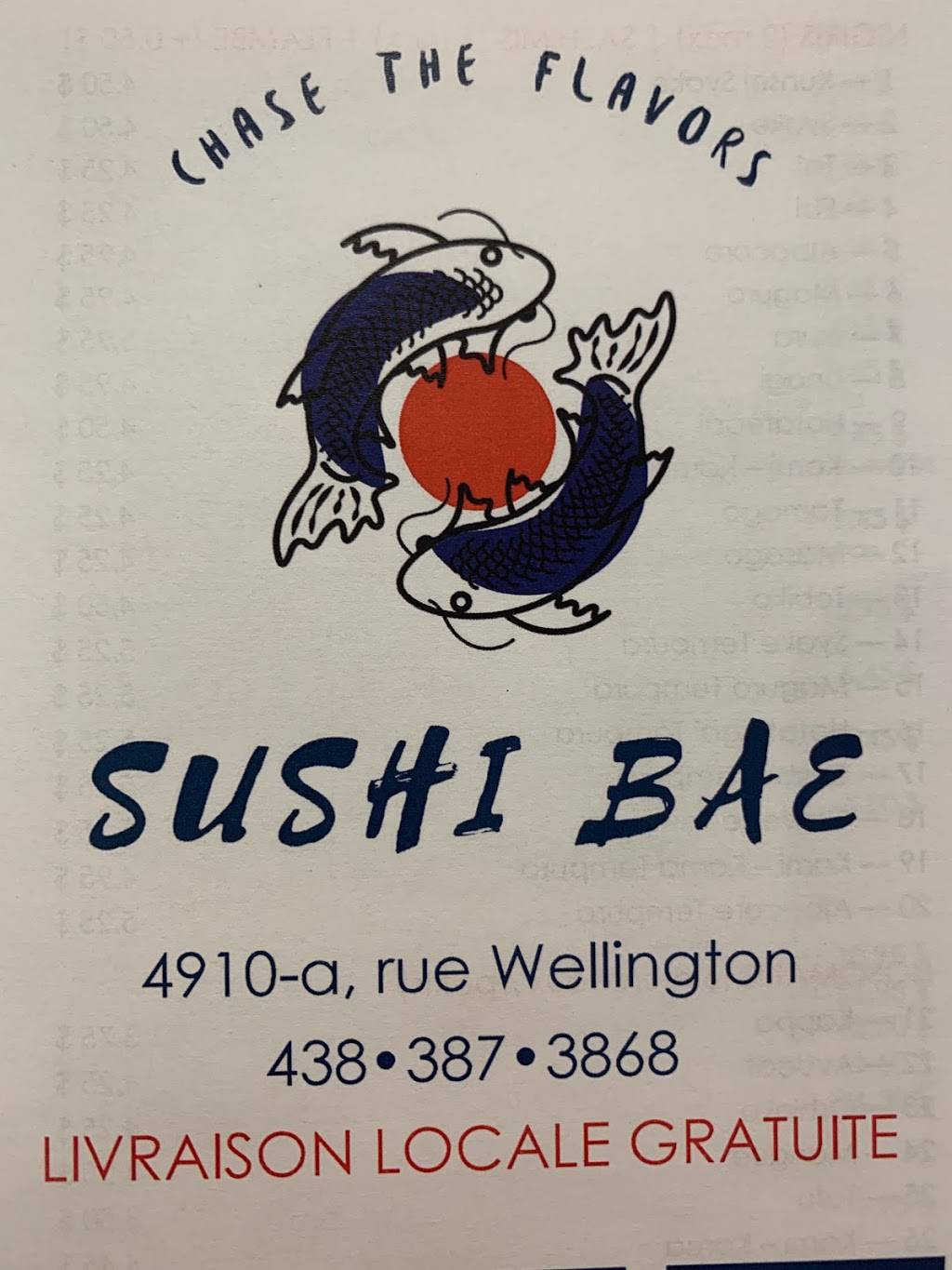 Sushi Bae | restaurant | 4910A Rue Wellington, Verdun, QC H4G 1X6, Canada | 4383873868 OR +1 438-387-3868
