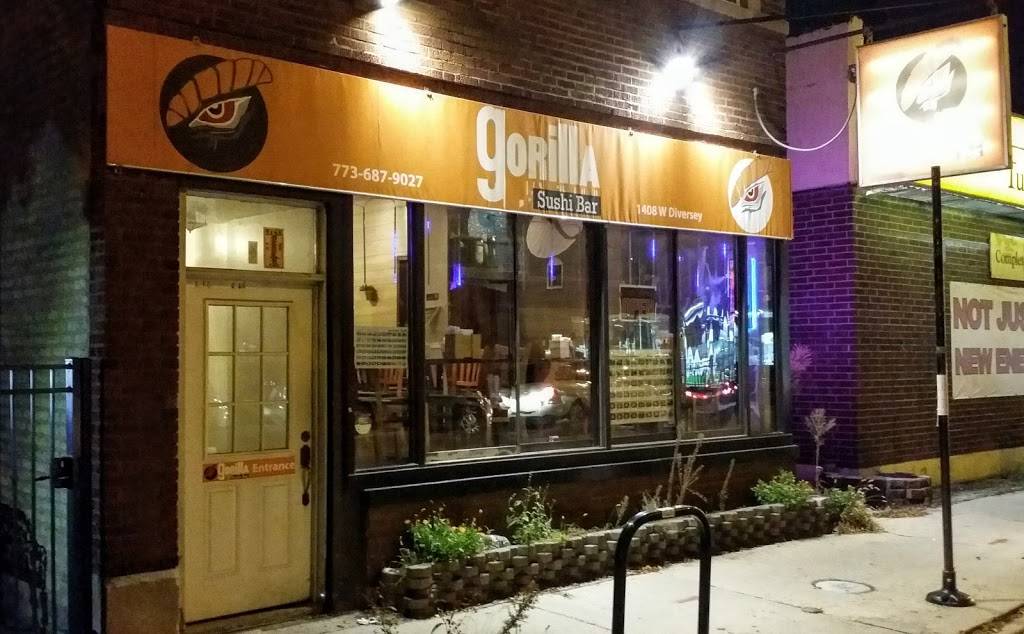 Gorilla sushi Diversey | restaurant | 1408 W Diversey Pkwy, Chicago, IL 60614, USA | 7736879027 OR +1 773-687-9027