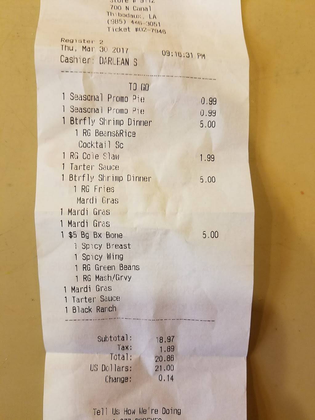 Popeyes Louisiana Kitchen | restaurant | 700 N Canal Blvd, Thibodaux, LA 70301, USA | 9854463051 OR +1 985-446-3051