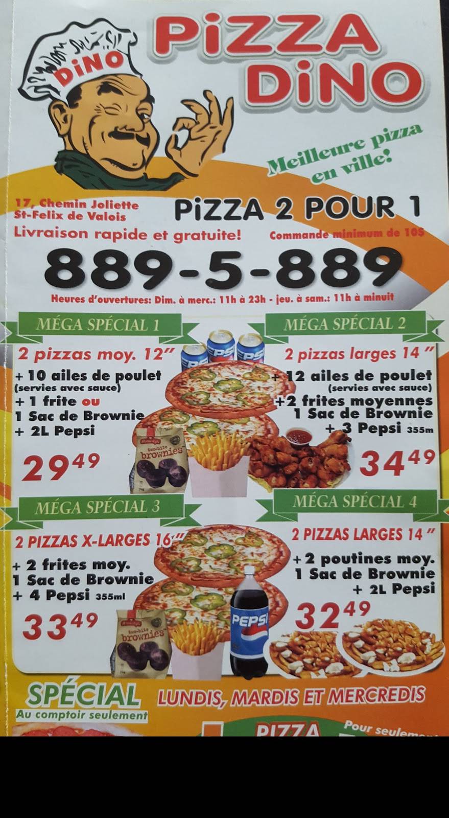 Pizza Dino | restaurant | Saint-Félix-de-Valois, QC J0K, Canada | 4508895889 OR +1 450-889-5889
