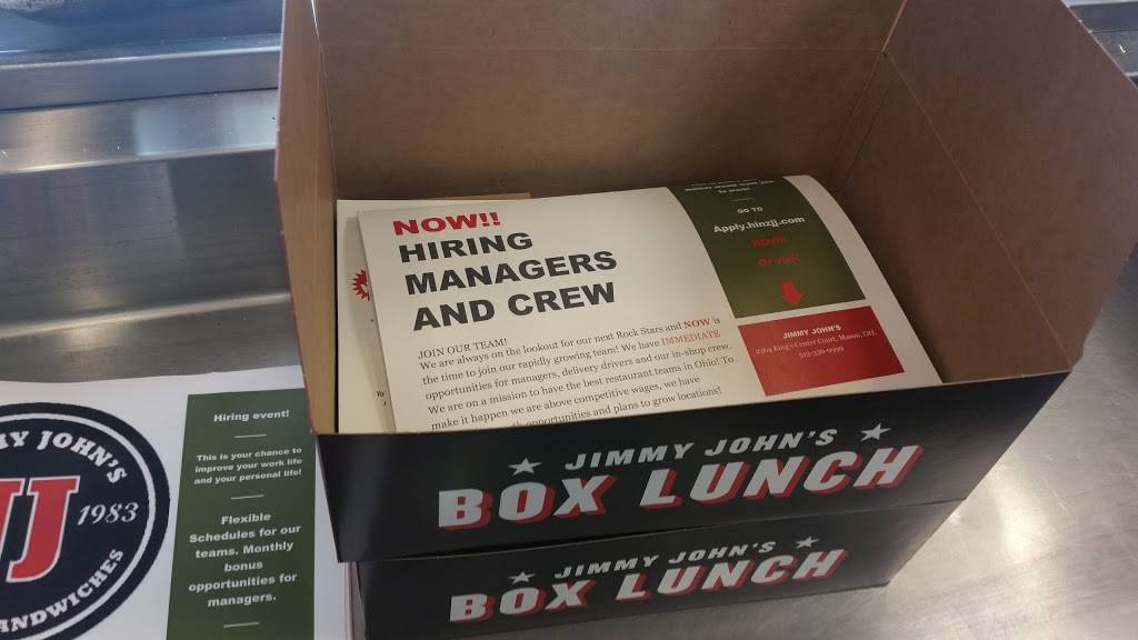 Jimmy Johns | meal delivery | 2364 Kings Center Ct Ste. 400, Mason, OH 45040, USA | 5133369999 OR +1 513-336-9999