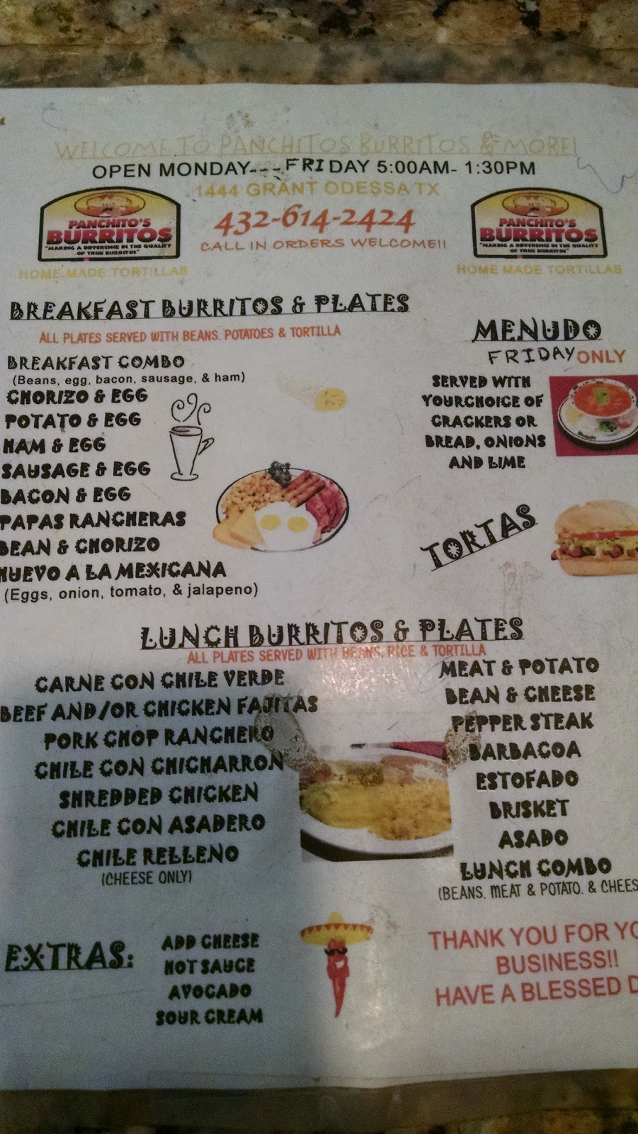 Panchitos Burritos | restaurant | 1444 S Grant Ave, Odessa, TX 79761, USA | 4326142424 OR +1 432-614-2424