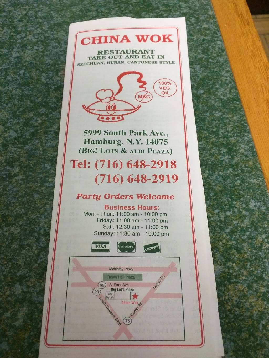 China Wok | restaurant | 5999 South Park Ave, Hamburg, NY 14075, USA | 7166482918 OR +1 716-648-2918