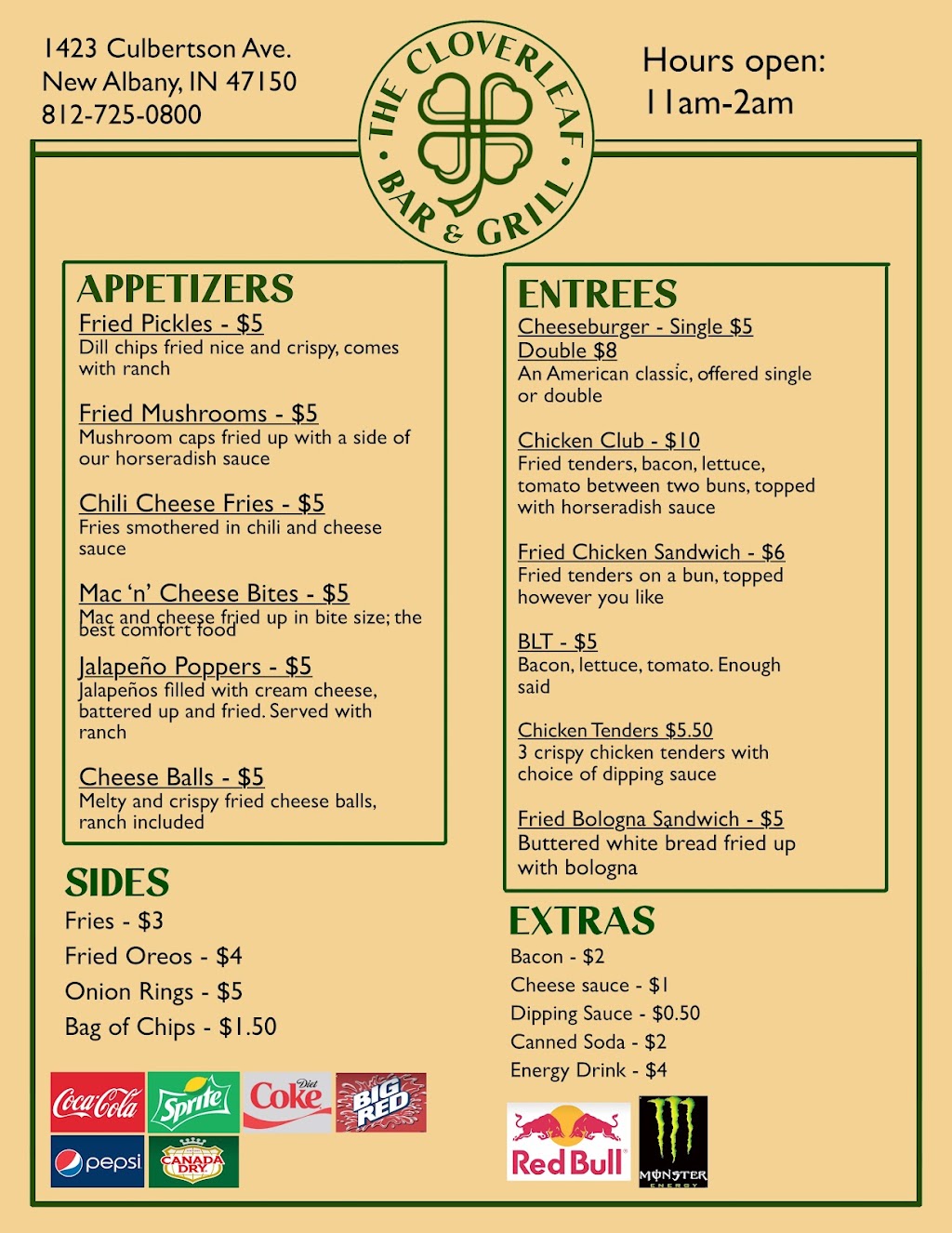 The Cloverleaf bar & grill | restaurant | 1423 Culbertson Ave, New Albany, IN 47150, USA | 8127250800 OR +1 812-725-0800