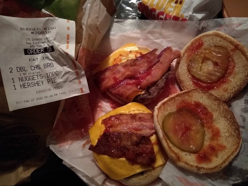Burger King | restaurant | 175 Dyckman St, New York, NY 10040, USA | 6465967757 OR +1 646-596-7757