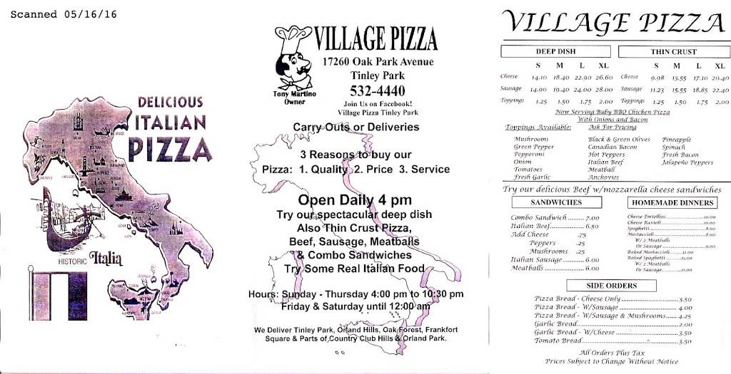 Village Pizza | restaurant | 17260 Oak Park Ave # 1, Tinley Park, IL 60477, USA | 7085324440 OR +1 708-532-4440