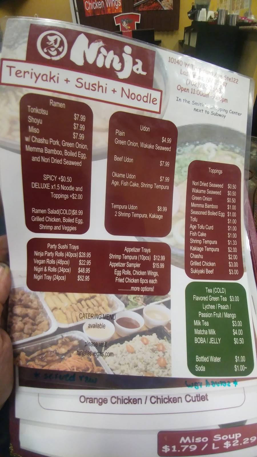 Ninja Teriyaki + Sushi + Noodle | restaurant | 10140 W Tropicana Ave, Las Vegas, NV 89147, USA | 7029823663 OR +1 702-982-3663
