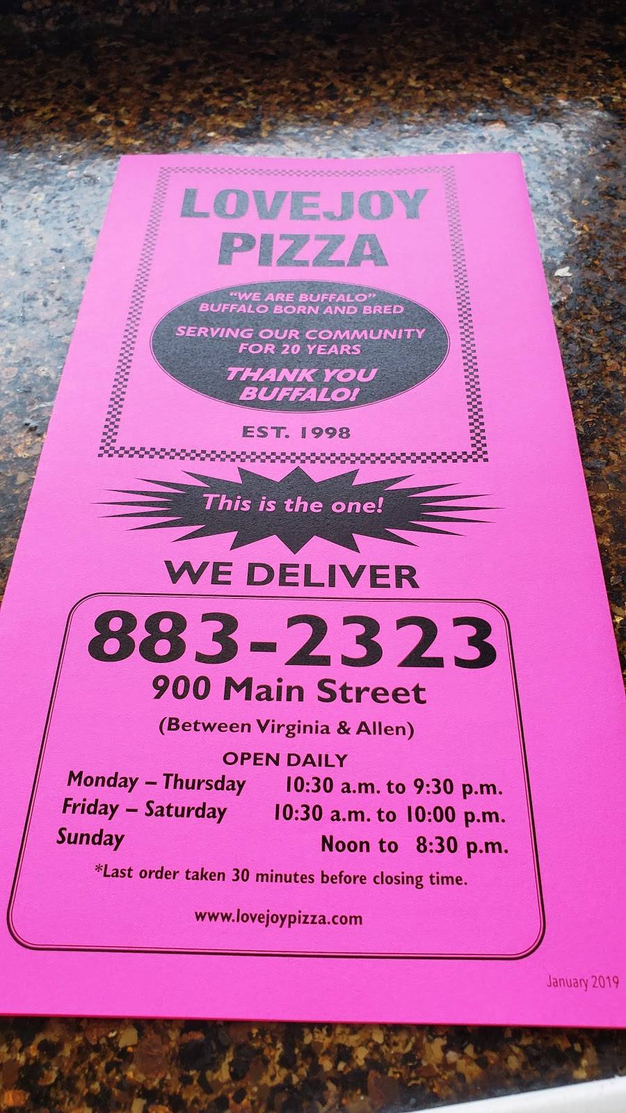 Lovejoy Pizzeria | restaurant | 900 Main St, Buffalo, NY 14202, USA | 7168832323 OR +1 716-883-2323