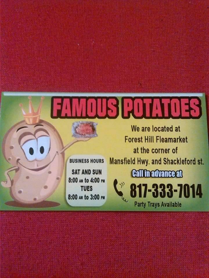 Famous potatoes | restaurant | 3544 Mansfield Hwy, Forest Hill, TX 76119, USA | 8174894832 OR +1 817-489-4832