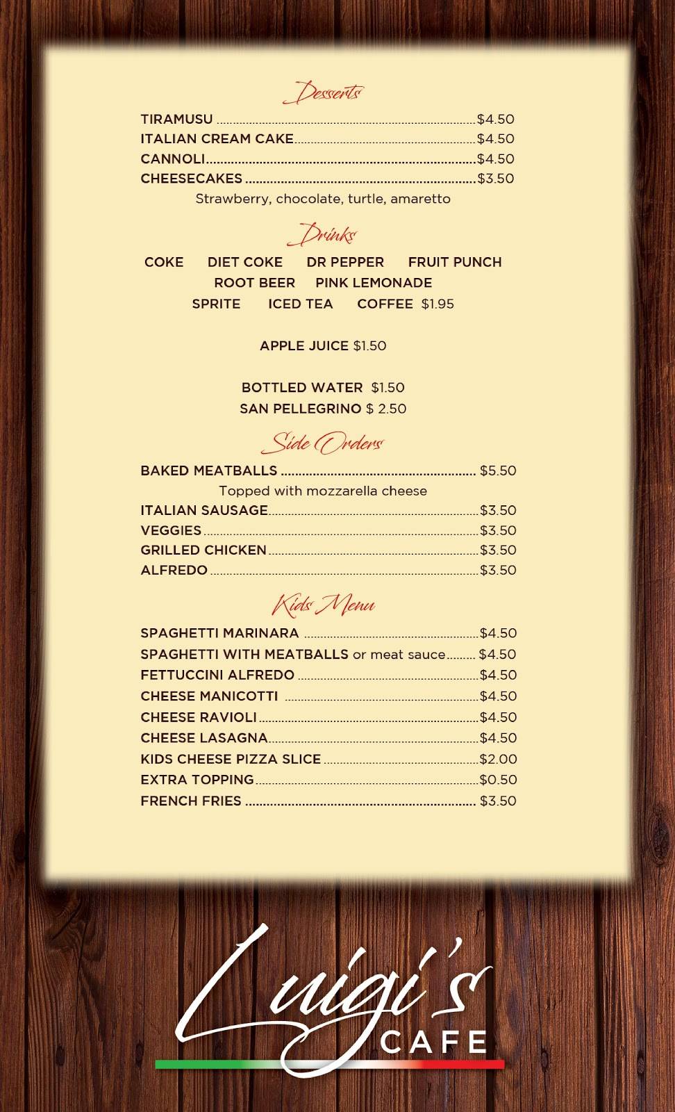 Luigis Cafe | restaurant | 3600 Gus Thomasson Rd #100, Mesquite, TX 75150, USA | 9726855724 OR +1 972-685-5724