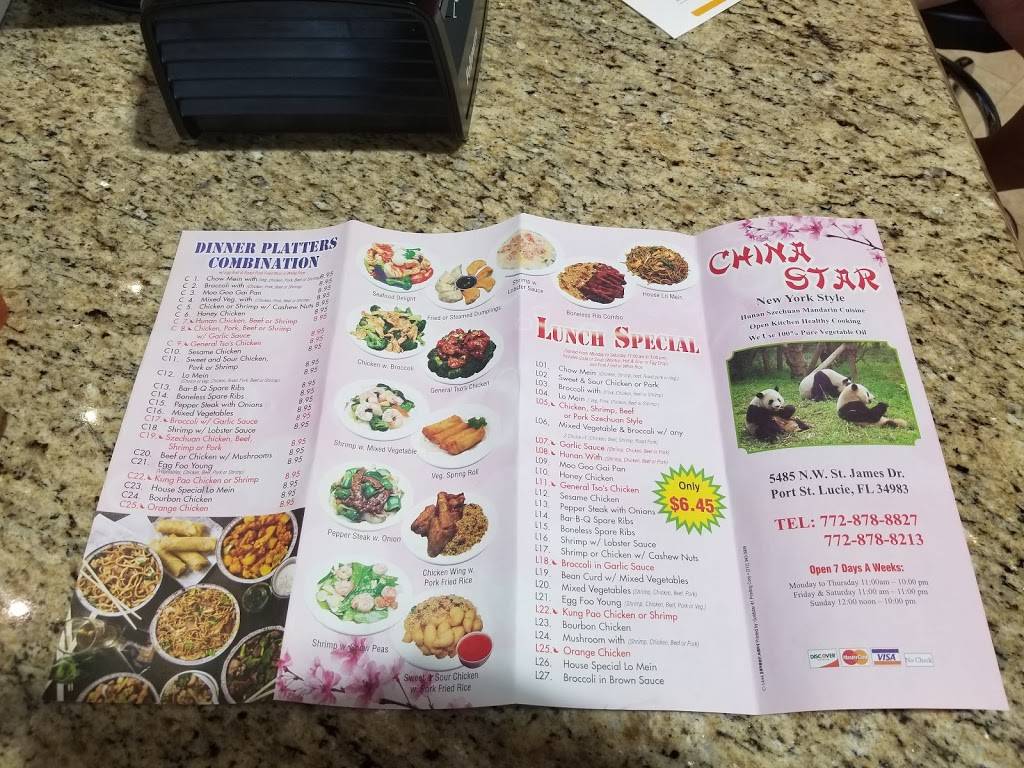 China Star | restaurant | 5487 NW St James Dr, Port St. Lucie, FL 34983, USA | 7728788827 OR +1 772-878-8827