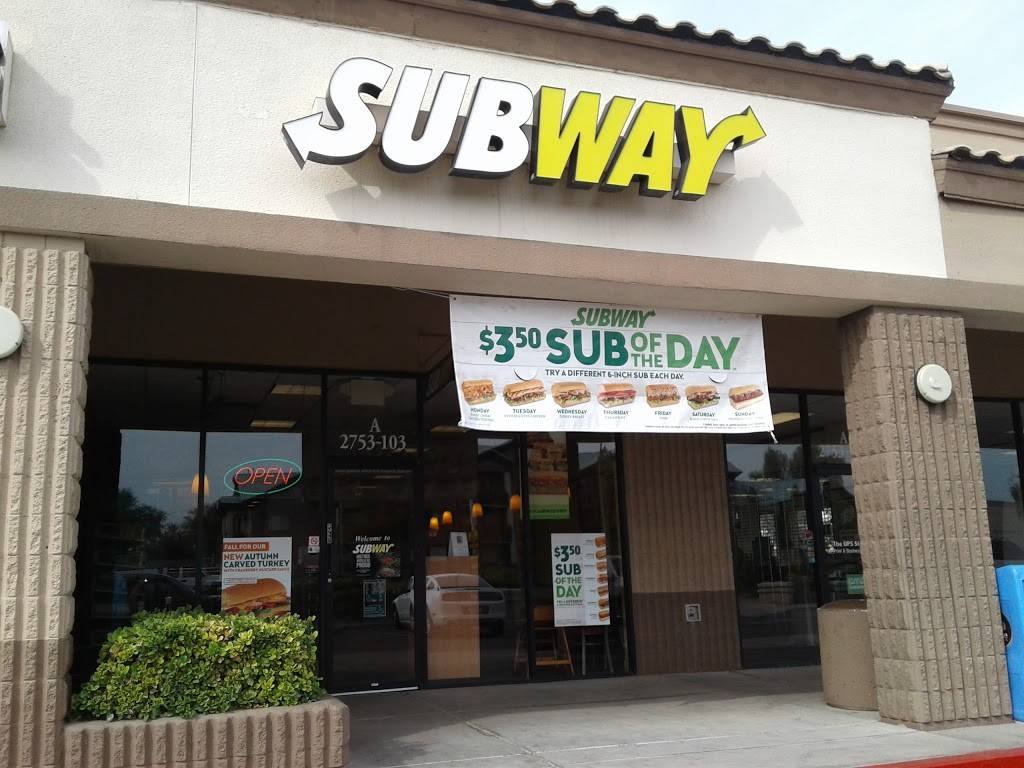 Subway Restaurants | restaurant | 2753 E Broadway Rd A103, Mesa, AZ 85204, USA | 4808349400 OR +1 480-834-9400
