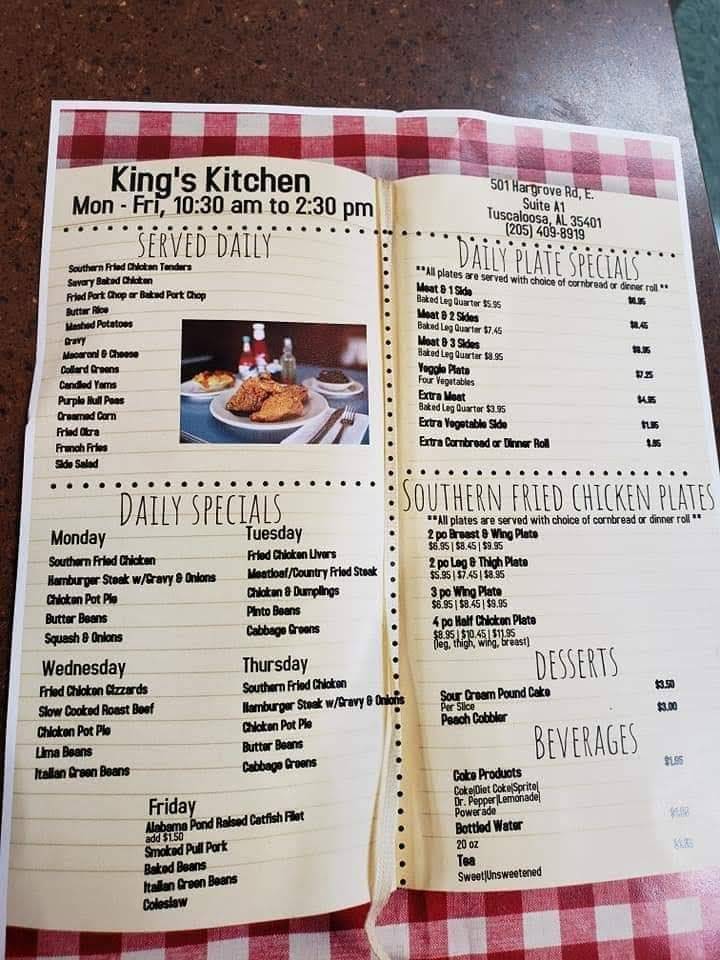 Kings Kitchen | restaurant | 501 Hargrove Rd E, Tuscaloosa, AL 35401, USA | 2054098919 OR +1 205-409-8919
