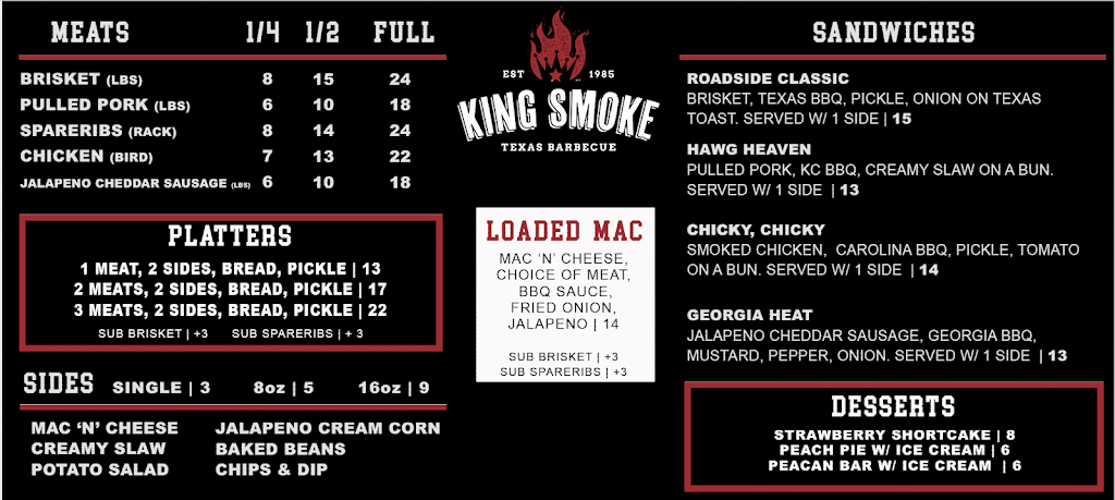 King Smoke Texas BBQ | restaurant | 3701 EP True Pkwy Suite 400, West Des Moines, IA 50265, USA | 5152239727 OR +1 515-223-9727