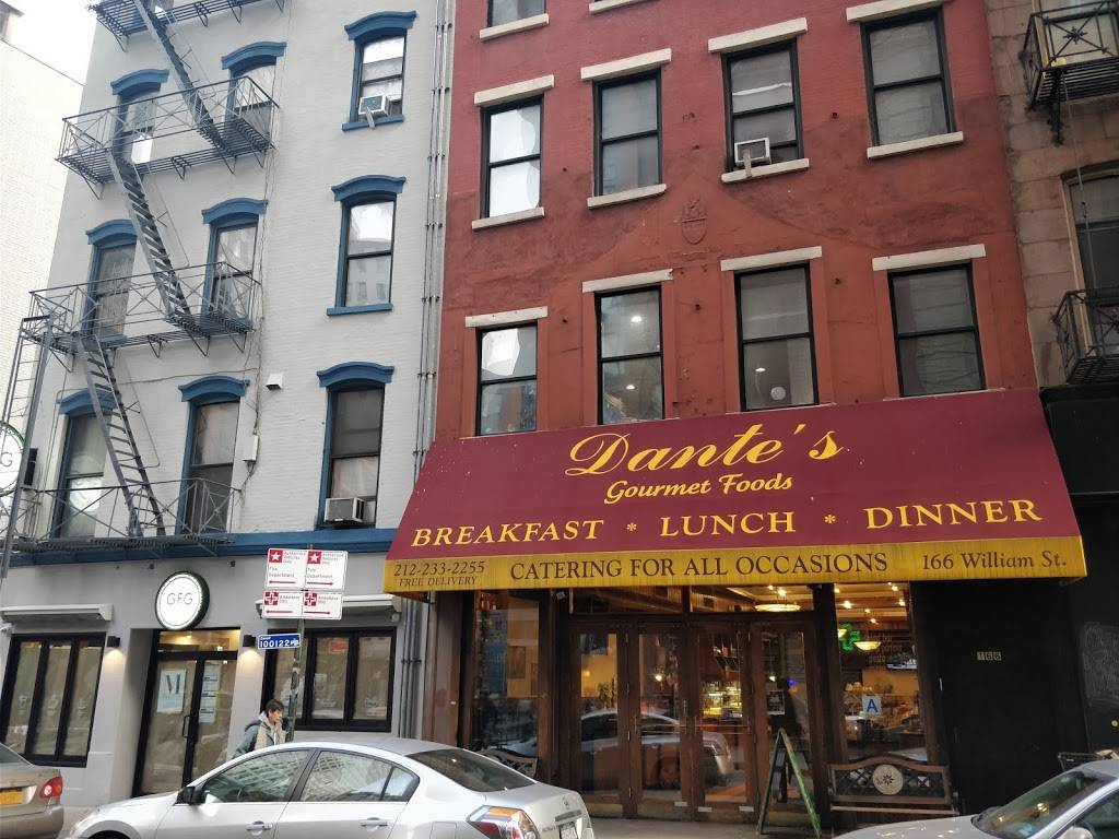 Dantes Gourmet Foods | meal takeaway | 166 William St, New York, NY 10038, USA | 2122332255 OR +1 212-233-2255