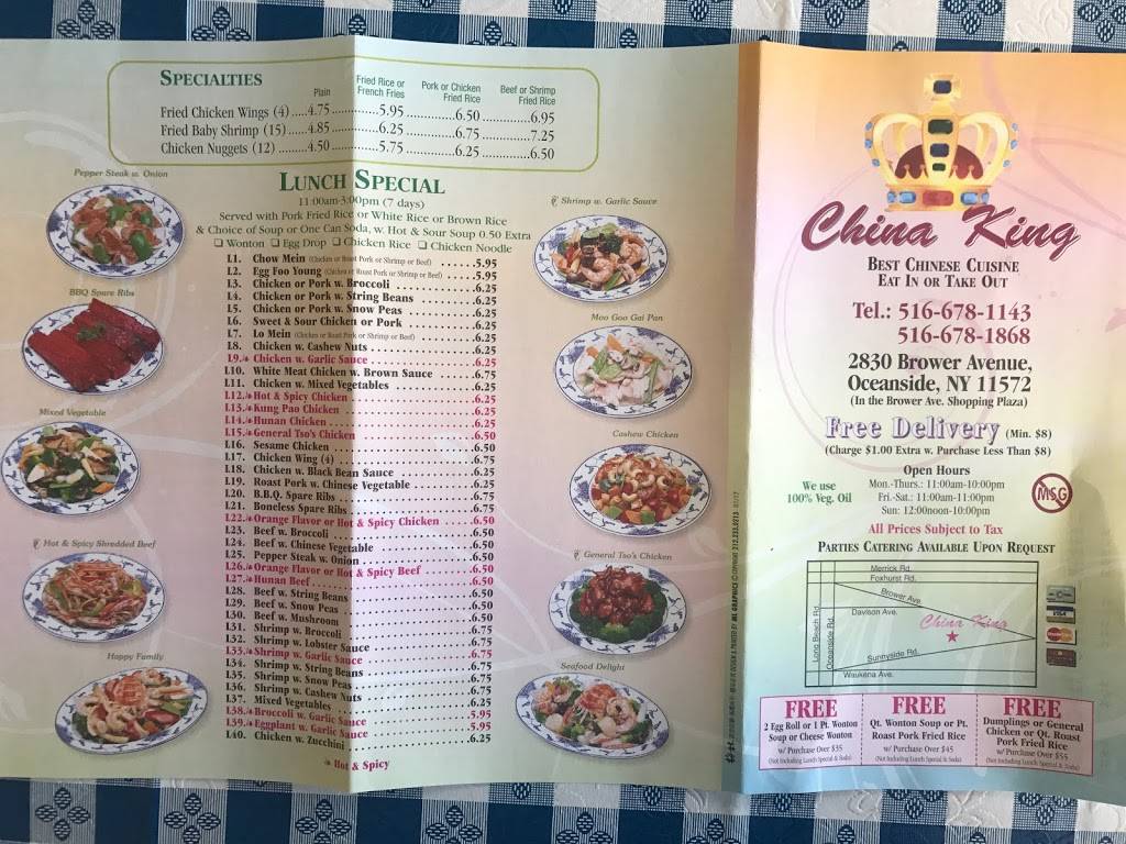 China King | restaurant | 2830 Brower Ave, Oceanside, NY 11572, USA | 5166781143 OR +1 516-678-1143