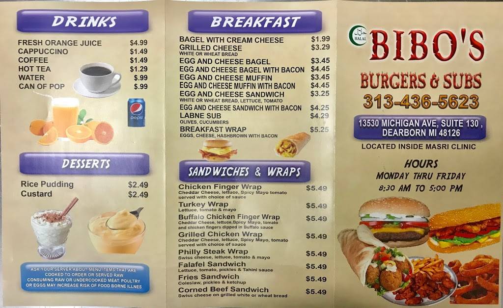 BIBOS BURGERS | restaurant | 13530 Michigan Ave #130, Dearborn, MI 48126, USA | 3134365623 OR +1 313-436-5623
